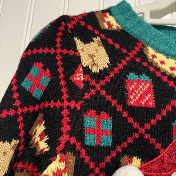 33 Degrees Cat Pizza Christmas Sweater Ugly Christmas Sweater Kids Size 8 - Picture 3 of 6